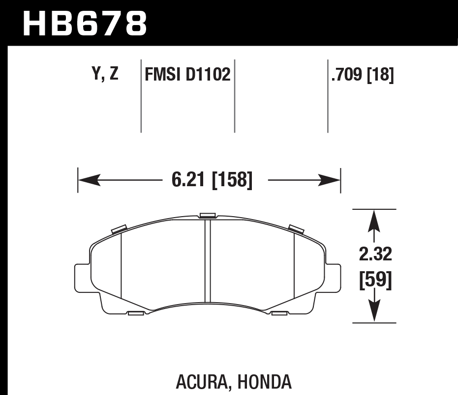 Hawk Performance HB678Z.709 PC Brake Pads Front