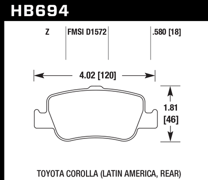 Hawk Performance HB694Z.580 PC Brake Pads Rear