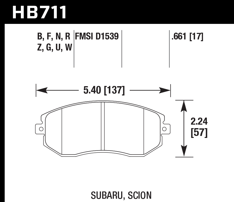 Hawk Performance HB711D.661 ER-1 Brake Pads Front