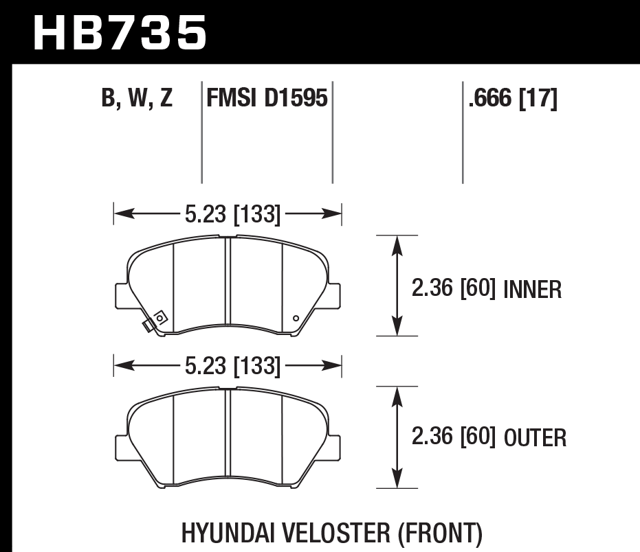 Hawk Performance HB735W.666 DTC-30 Brake Pads Front