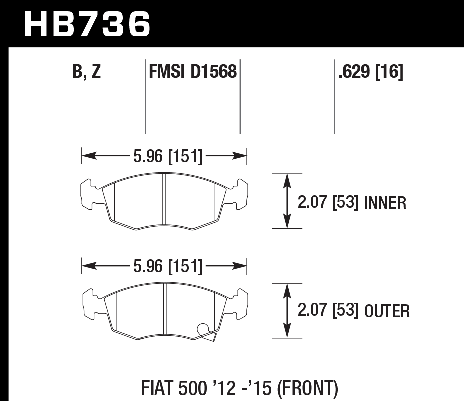 Hawk Performance HB736B.629 HPS 5.0 Brake Pads Front