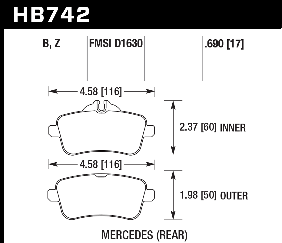 Hawk Performance HB742B.690 HPS 5.0 Brake Pads Rear