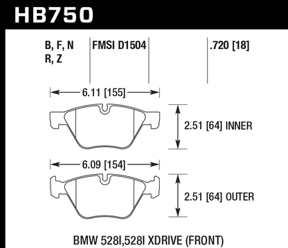 Hawk Performance HB750B.720 HPS 5.0 Brake Pads Front