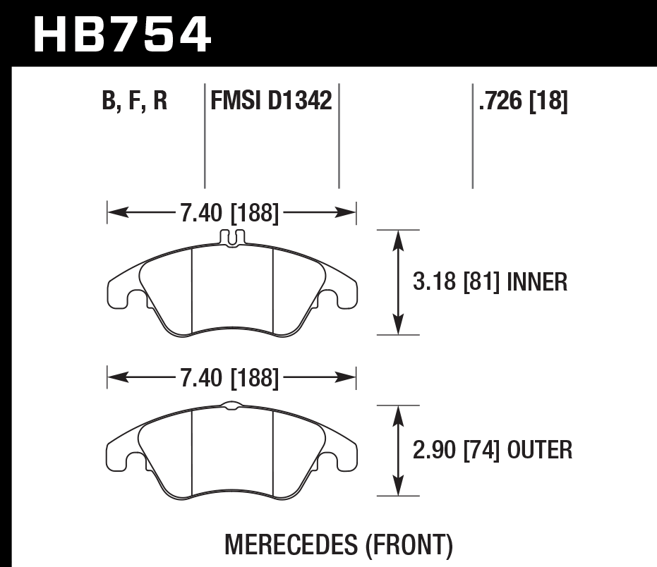 Hawk Performance HB754B.726 HPS 5.0 Brake Pads Front