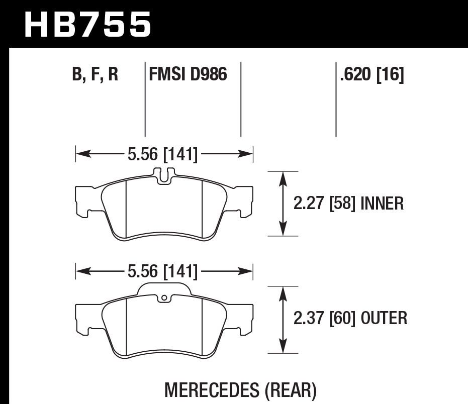 Hawk Performance HB755B.620 HPS 5.0 Brake Pads Rear