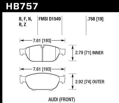 Hawk Performance HB757F.758 HPS Brake Pads Front