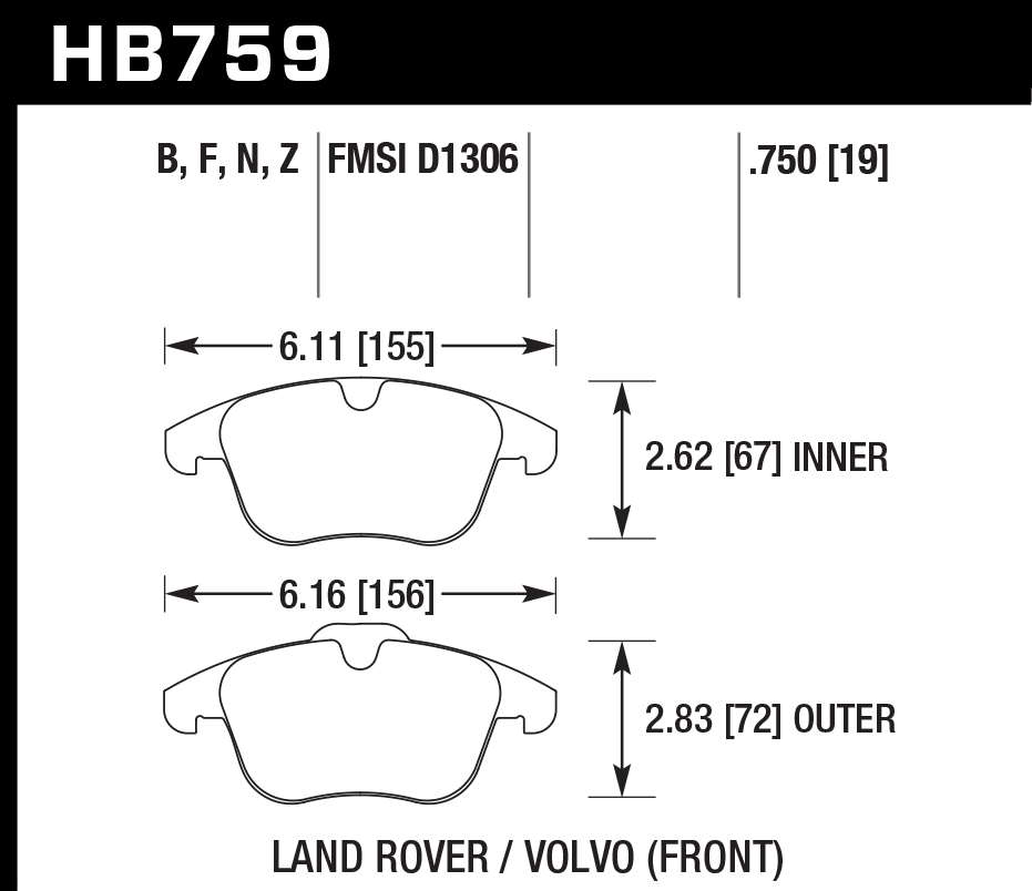 Hawk Performance HB759B.750 HPS 5.0 Brake Pads Front