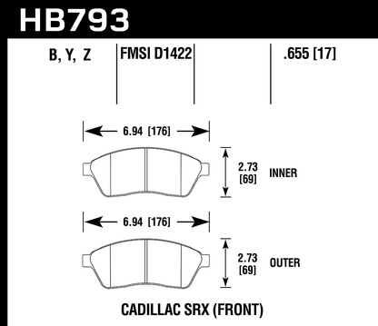 Hawk Performance HB793Y.655 LTS Brake Pads Front