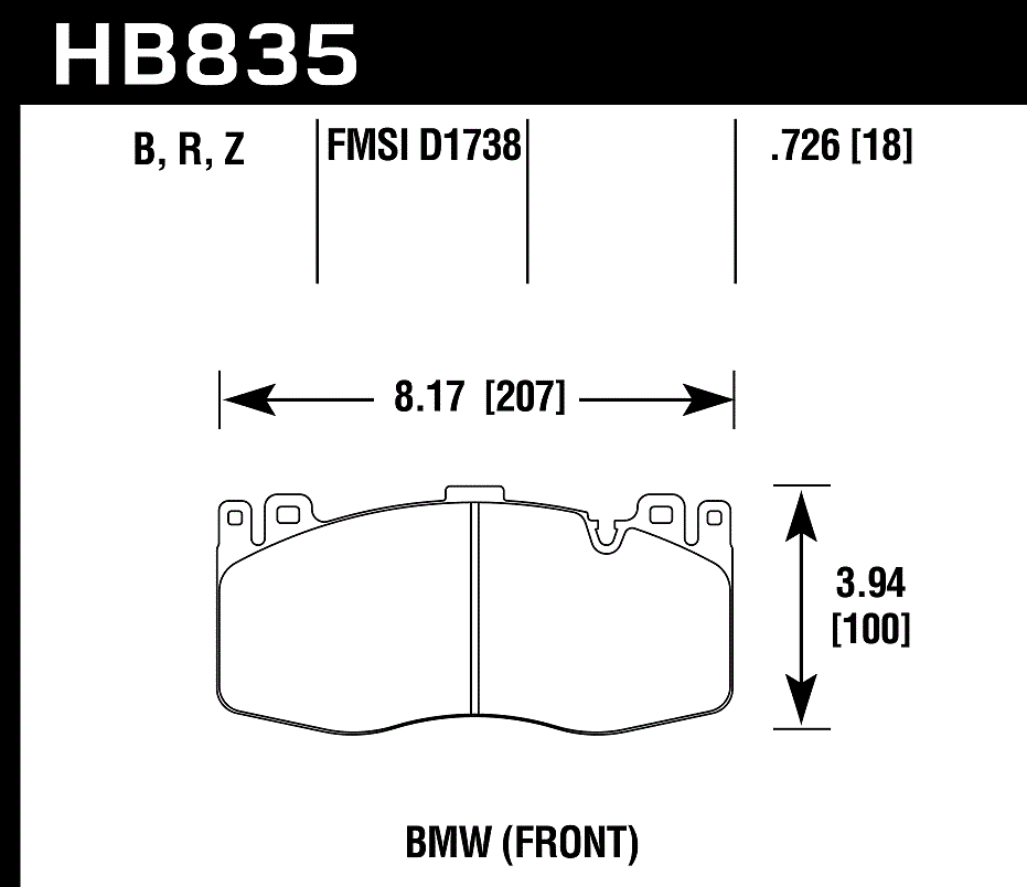 Hawk Performance HB835Z.726 PC Brake Pads Front