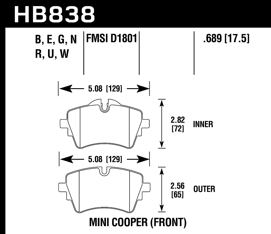 Hawk Performance HB838G.689 DTC-60 Brake Pads Front