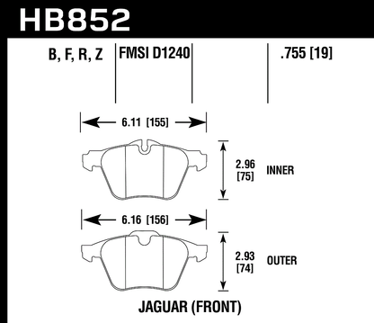 Hawk Performance HB852Z.755 PC Brake Pads Front