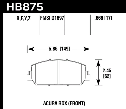 Hawk Performance HB875B.666 HPS 5.0 Brake Pads Front