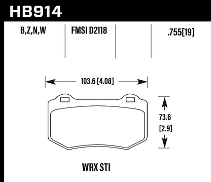 Hawk Performance HB914Z.580 PC Brake Pads Rear
