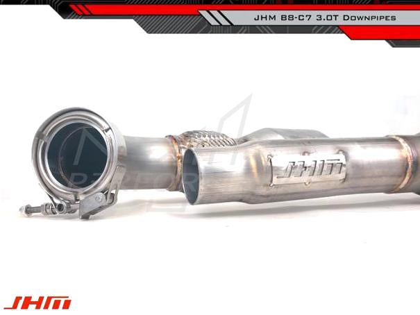 JHM Audi B8 B8.5 C7 3.0T High-Flow Cat Downpipes with Integrated Baffle System (Inc. S4, A6, Q5 & SQ5)