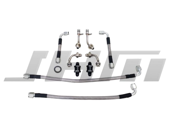 JHM Audi C7 D4 4.0T V8 Stainless Braided Turbo Oil Line & Strainer/Screen Relocation Kit (Inc. S6, S7, RS7 & S8)
