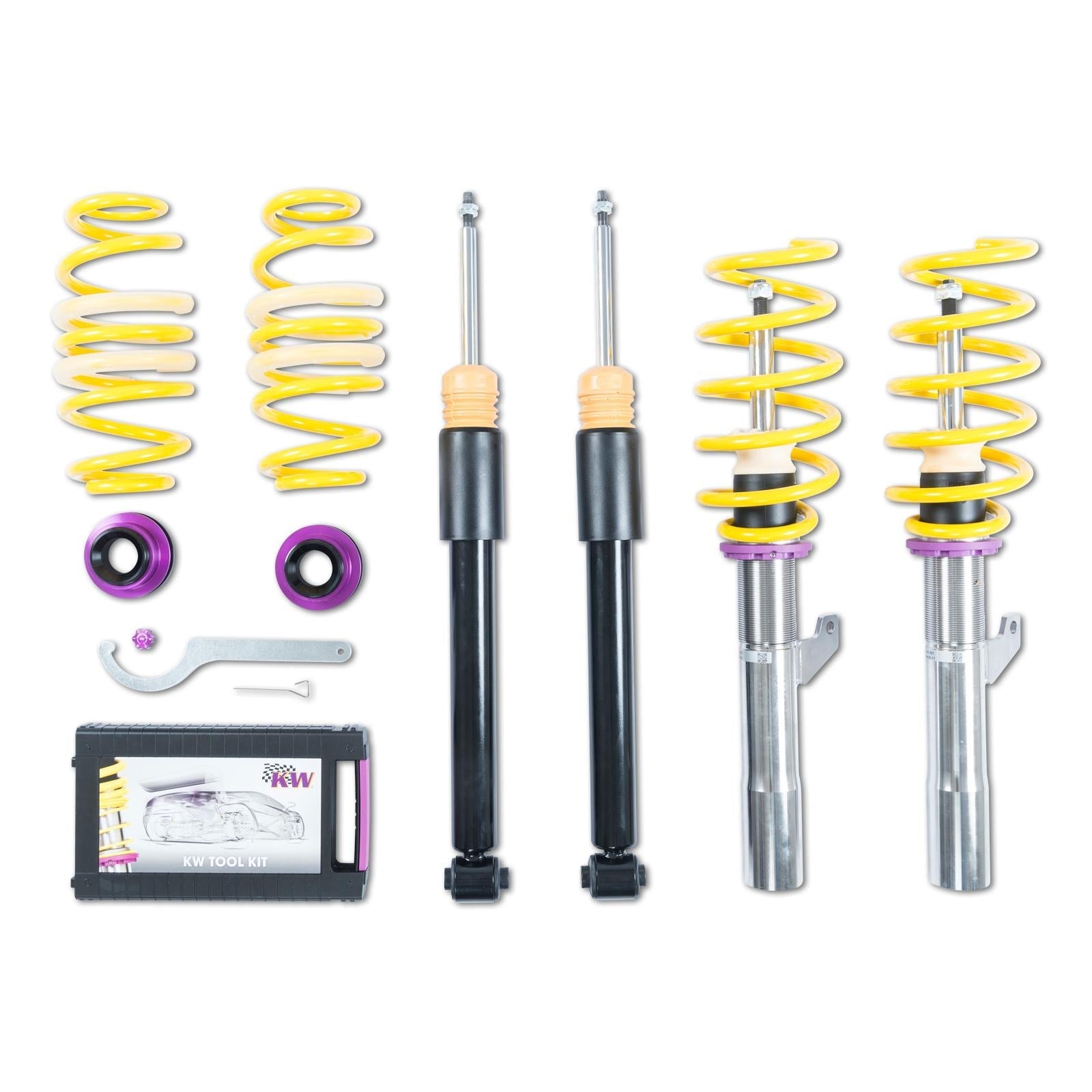 KW Audi Seat Skoda Volkswagen Variant 2 Coilover kit (8V A3, 5F Leon ST, Octavia III & MK7 Golf) | ML Performance UK 
