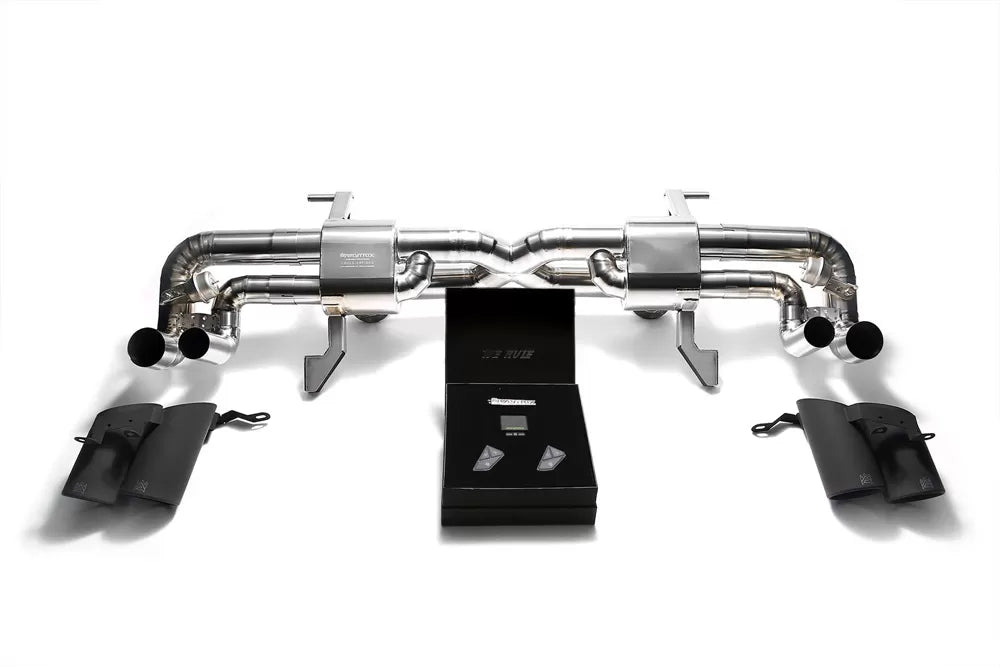 Armytrix Titanium Valvetronic Exhaust System Lamborghini Gallardo with Matte Black Tips