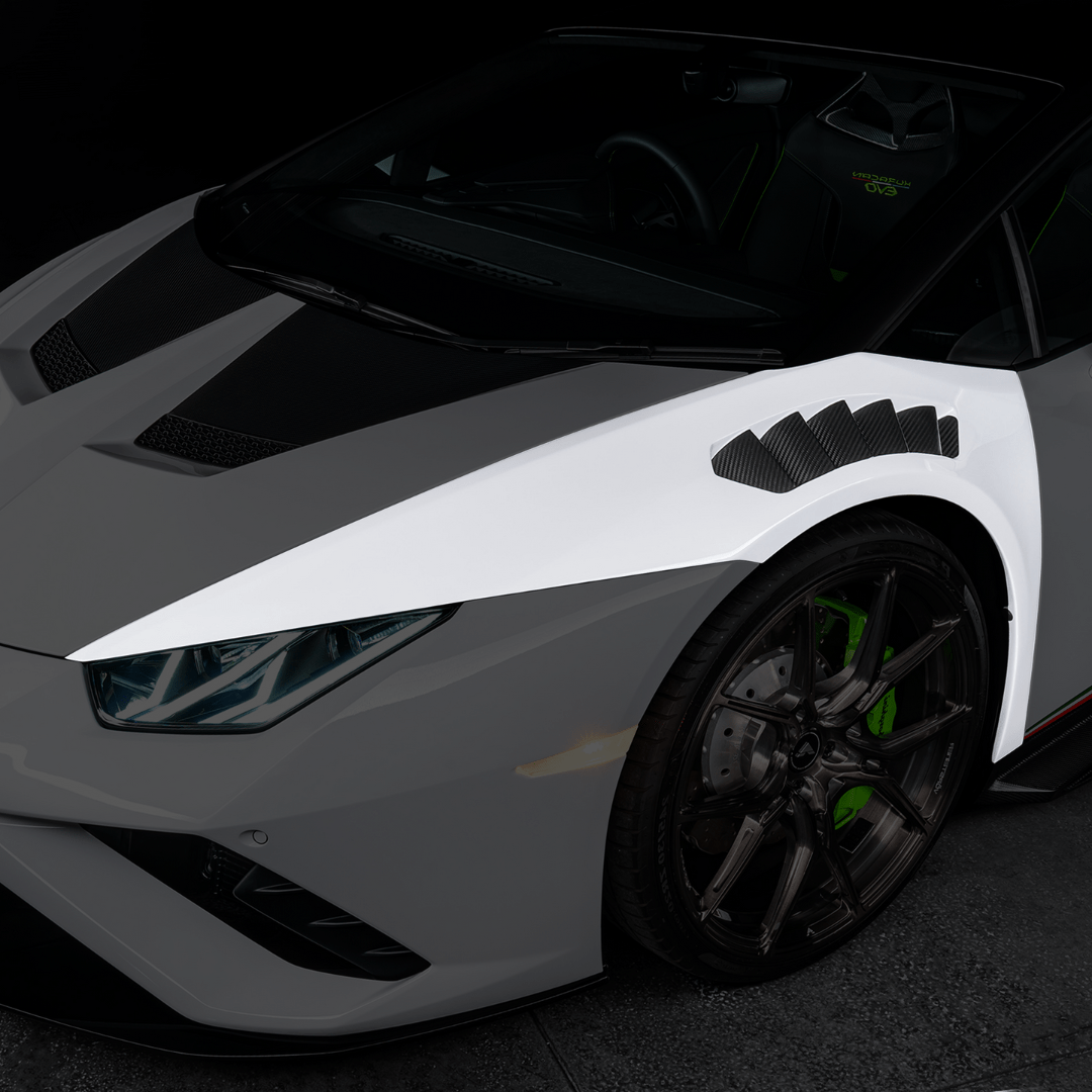 Vorsteiner 0940LOV Lamborghini Huracan Novara Edizione Aero Front Fenders w/Integrated Vents and Splash Shields (2x2 Gloss Carbon)