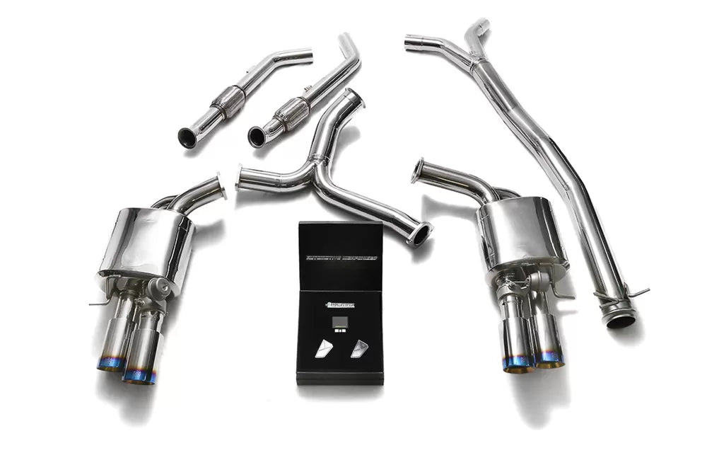 Armytrix Valvetronic Exhaust System for Brabus Diffuser Mercedes-Benz AMG W205 C43 with Blue Coated Tips