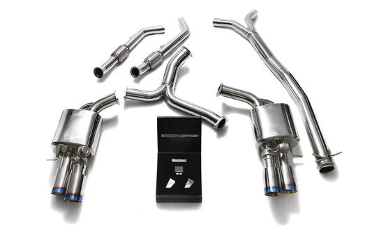 Armytrix Valvetronic Exhaust System for Brabus Diffuser Mercedes-Benz AMG W205 C43 with Blue Coated Tips