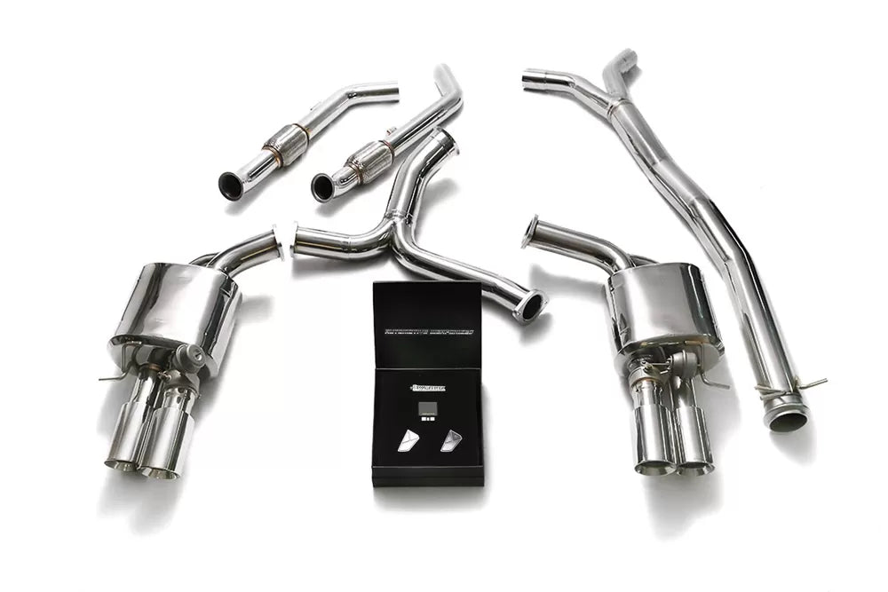 Armytrix Valvetronic Exhaust System for Brabus Diffuser Mercedes-Benz AMG W205 C43 with Chrome Silver Tips