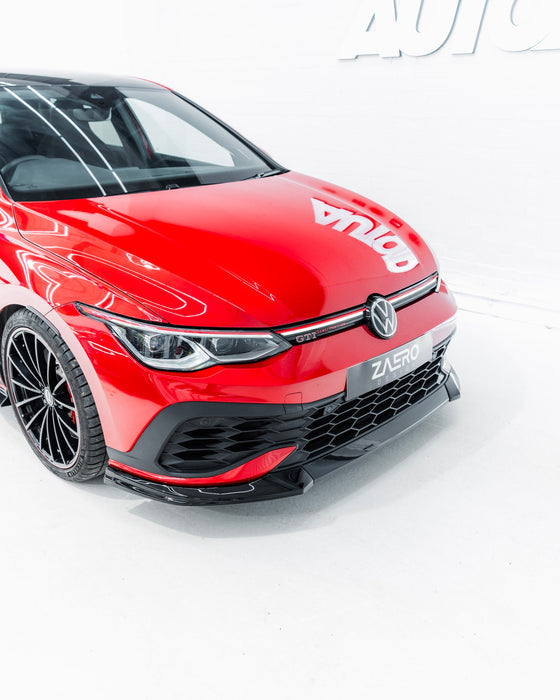 Zaero ZA-GOLF-8-CS-FS VW GOLF GTI CLUBSPORT MK8 EVO-1 GLOSS BLACK FRONT SPLITTER