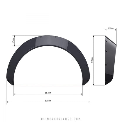 Clinched “Muscle” 12cm (4.7″) Fender Flares