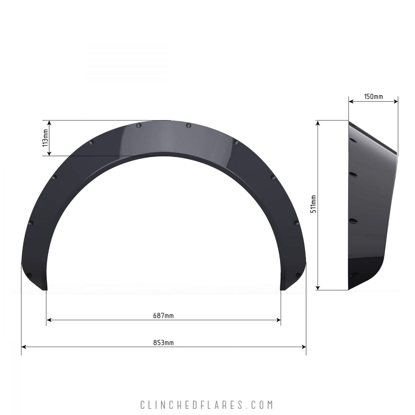 Clinched “Muscle” 15cm (6”) Fender Flare