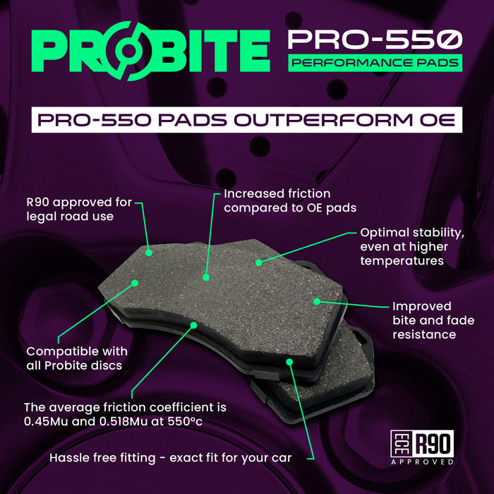 Probite PFPP0285 PRO-550 Performance Pads | Fronts | W132mm H60mm D16mm