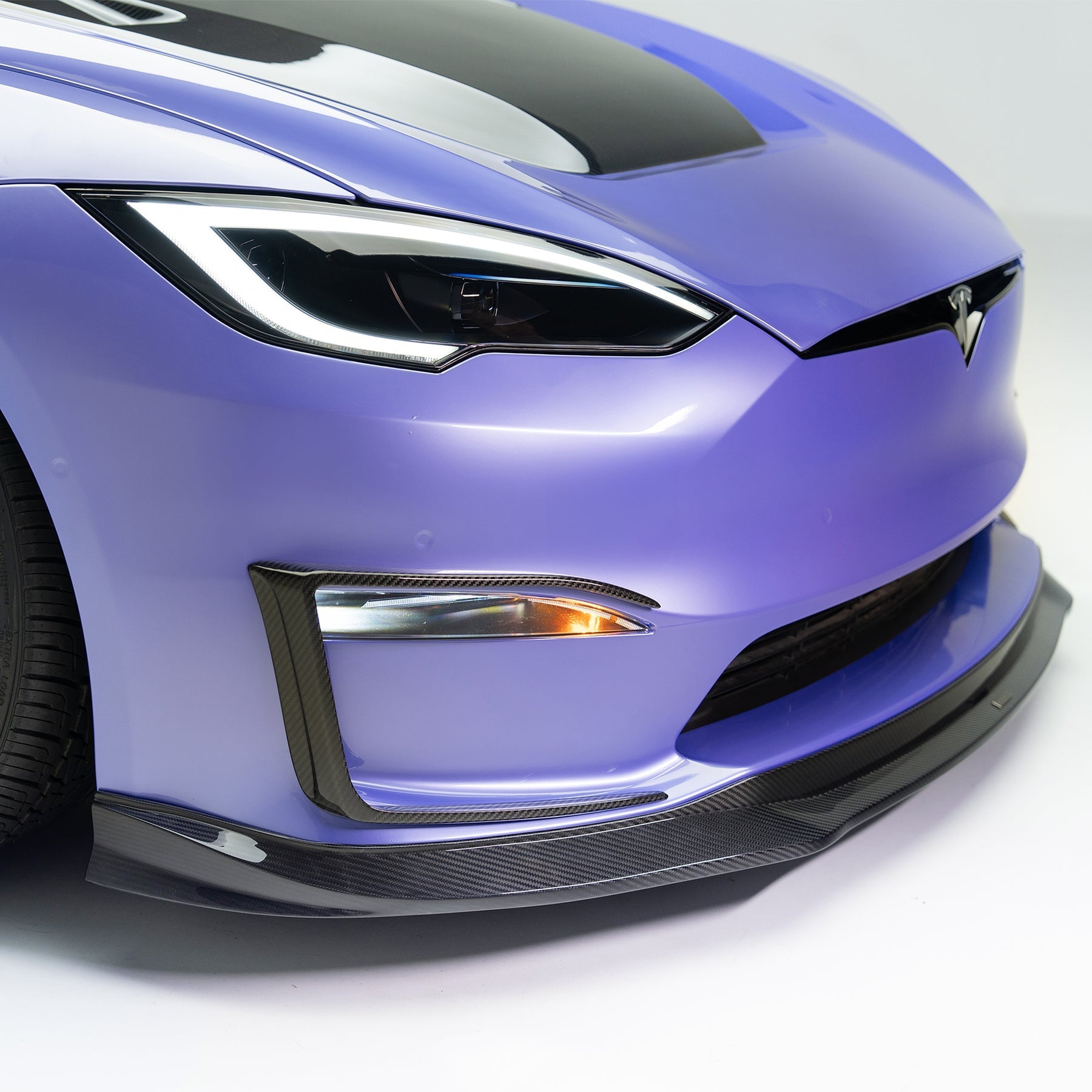 Vorsteiner TEV3025 VRS Tesla Model S Plaid Add-On Aero Bumper Flares Carbon Fiber PP 2x2 Glossy