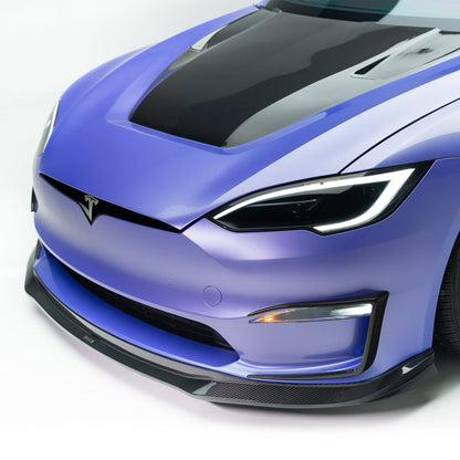 Vorsteiner TEV3020 VRS Tesla Model S Plaid Aero Front Spoiler Carbon Fiber PP 2X2 Glossy