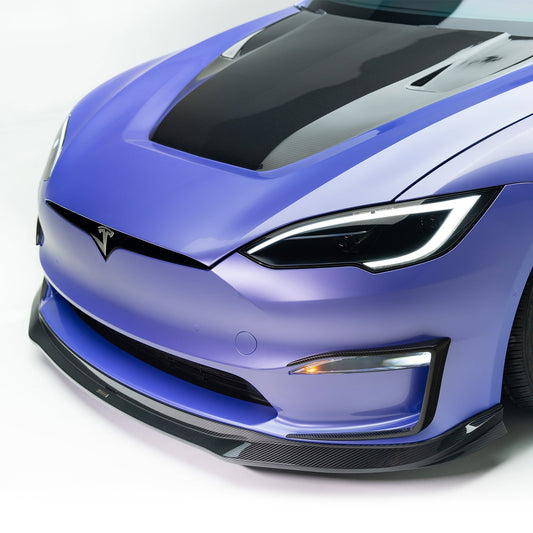 Vorsteiner TEV3020 VRS Tesla Model S Plaid Aero Front Spoiler Carbon Fiber PP 2X2 Glossy