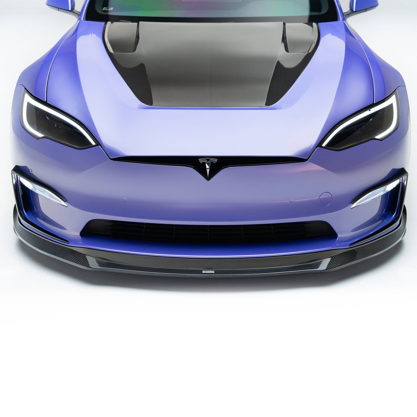 Vorsteiner TEV3020 VRS Tesla Model S Plaid Aero Front Spoiler Carbon Fiber PP 2X2 Glossy