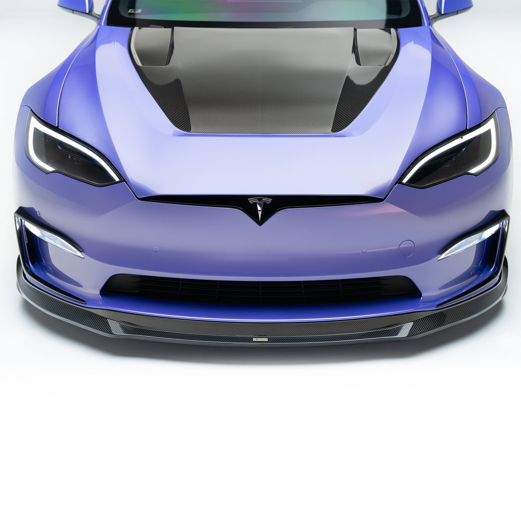 Vorsteiner TEV3020 VRS Tesla Model S Plaid Aero Front Spoiler Carbon Fiber PP 2X2 Glossy