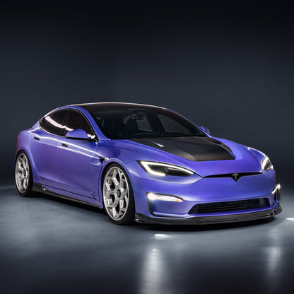 Vorsteiner TEV3020 VRS Tesla Model S Plaid Aero Front Spoiler Carbon Fiber PP 2X2 Glossy