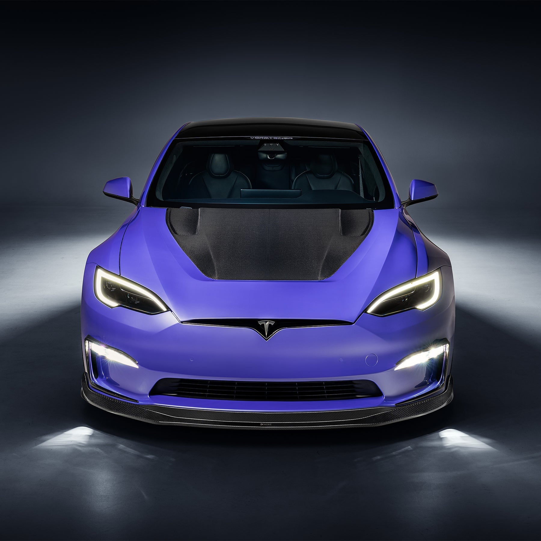 Vorsteiner TEV3020 VRS Tesla Model S Plaid Aero Front Spoiler Carbon Fiber PP 2X2 Glossy