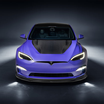 Vorsteiner TEV3020 VRS Tesla Model S Plaid Aero Front Spoiler Carbon Fiber PP 2X2 Glossy