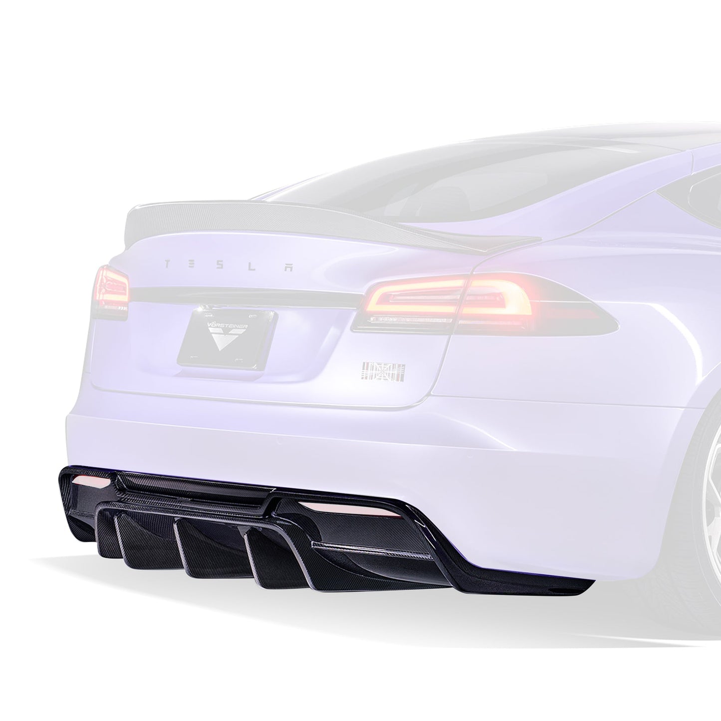 Vorsteiner TEV3040 VRS Tesla Model S Plaid Aero Rear Diffuser Carbon Fiber PP 2x2 Glossy