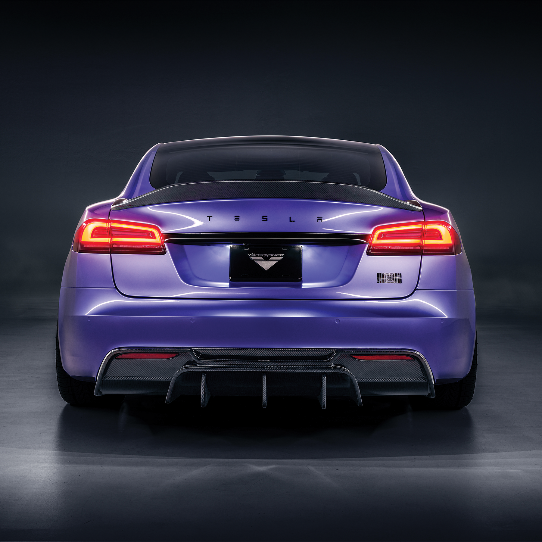 Vorsteiner TEV3040 VRS Tesla Model S Plaid Aero Rear Diffuser Carbon Fiber PP 2x2 Glossy