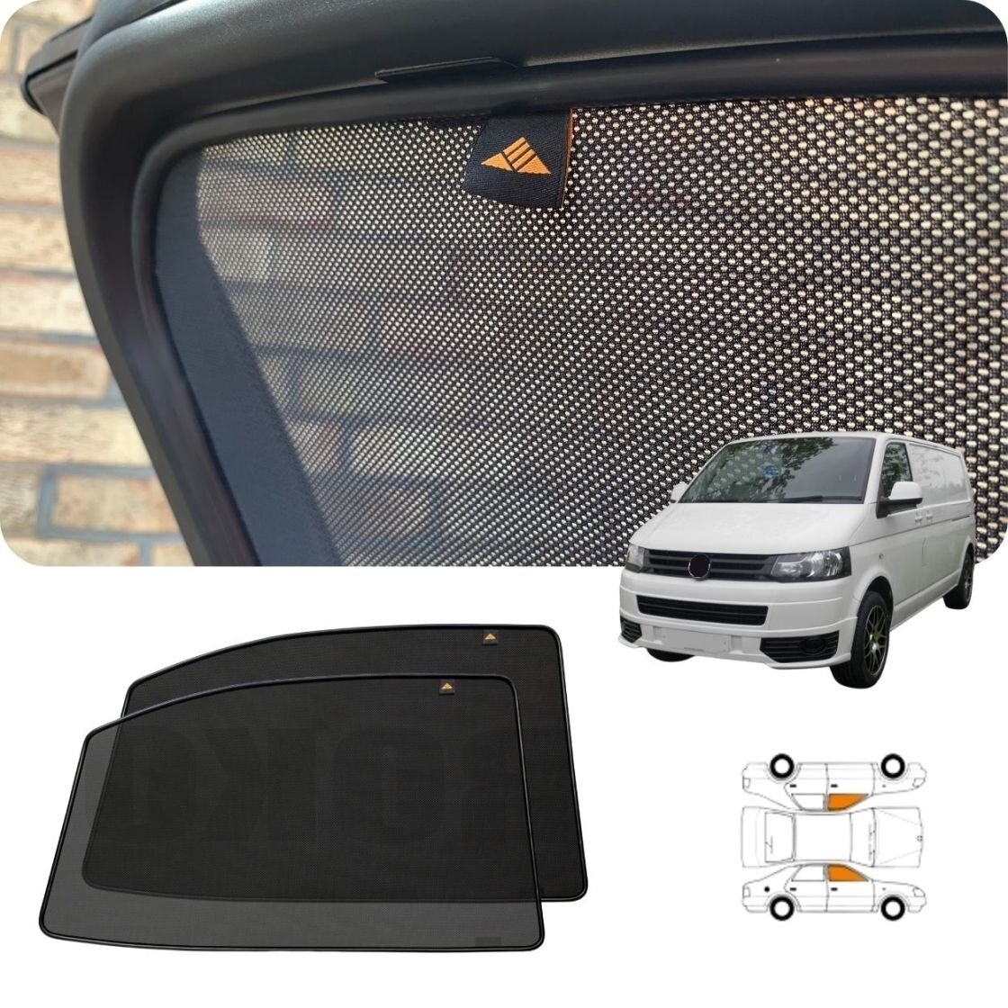 Heyner TROVWT5F Volkswagen Transporter T5 - Front Windows Shades Set Of 2Pcs.