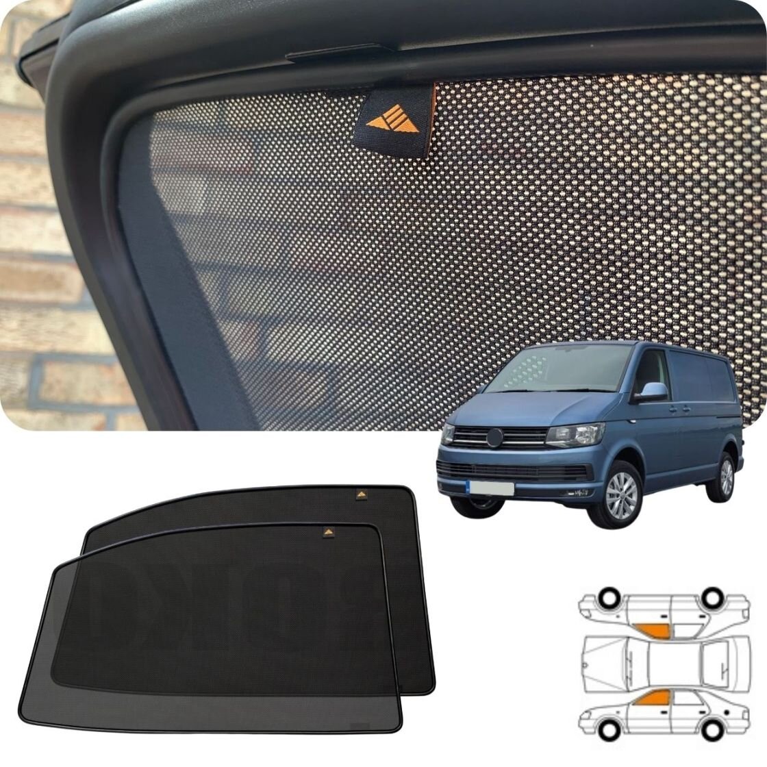 Heyner TROVWT6F Volkswagen Transporter T6 - Front Windows Shades Set Of 2Pcs.