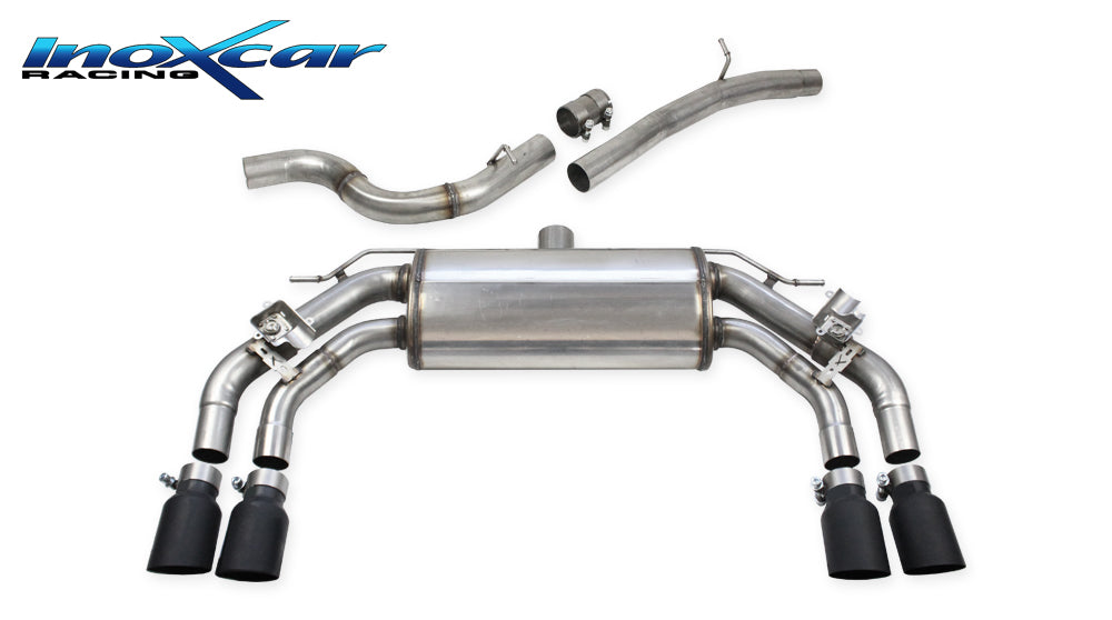 InoXcar VALV.FORM.02.90CBLACK Cupra Formentor VZ 2.0 Direct Central Pipe + Rear Silencer With End Pipe 2 X Diam. 90 Racing Black Ceramic Dx+Sx + Valves Assembly With Original Electric Engines