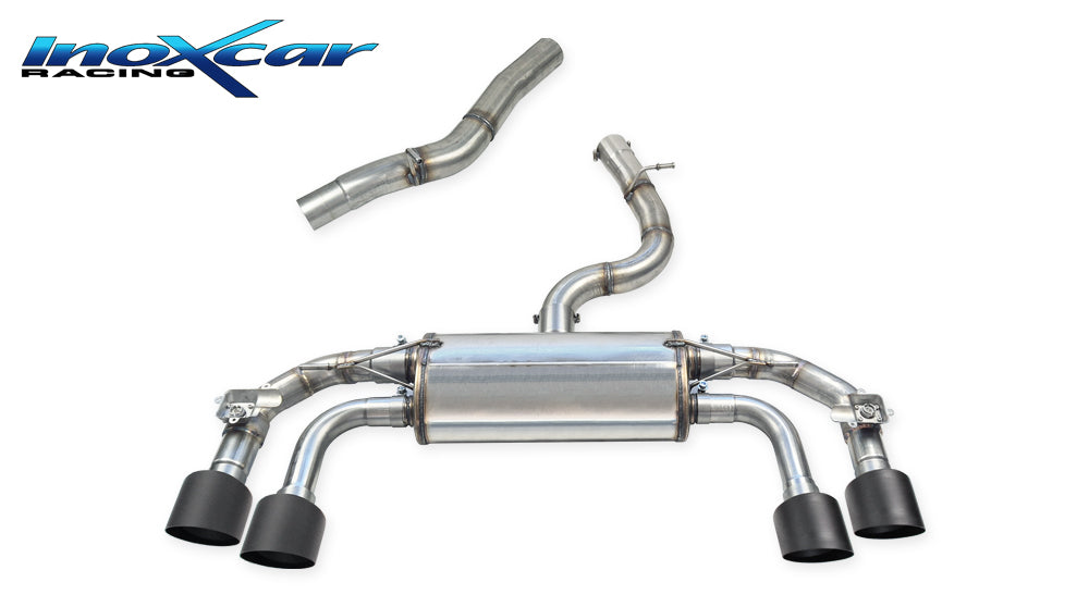 InoXcar VALV.GOLF8R.01.114CBLACK Volkswagen Golf 8 R Direct Central Pipe + Rear Silencer With End Pipe 2 X Diam. 114 Racing Black Ceramic R+L + Valves Assembly With Original Electric Engines