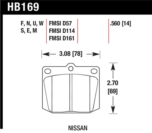 Hawk Performance Hawk Nissan 810/240Z/260Z/280Z/620 / Toyota Corona/Cressida/Crown/PU HT-10 Front Race Brake Pads