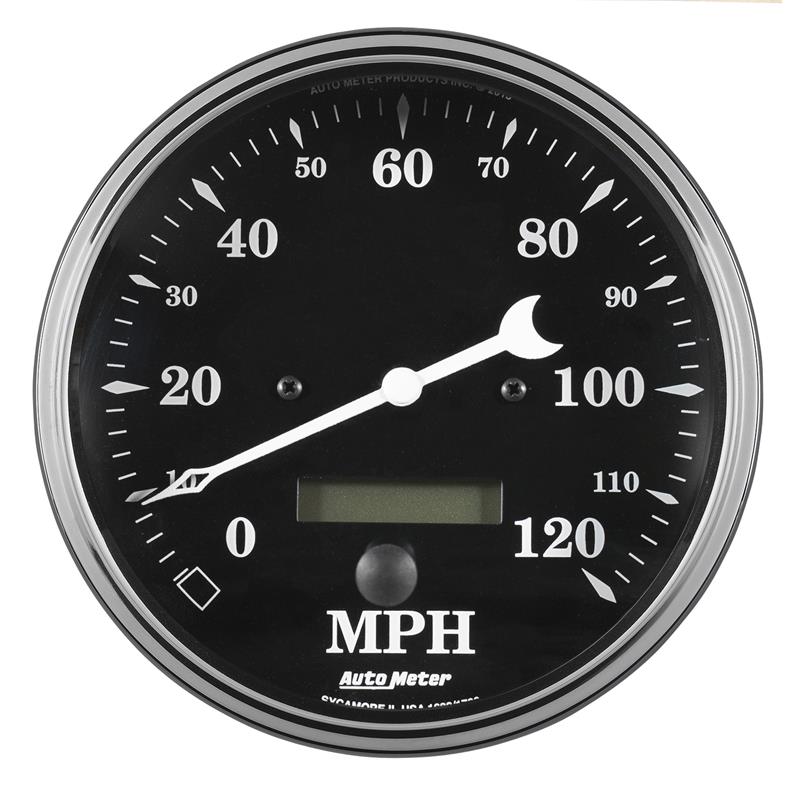 AutoMeter Auto Meter Gauge Speedo. 5in 120mph Elec. Prog. w/ LCD Odo Old Tyme Black