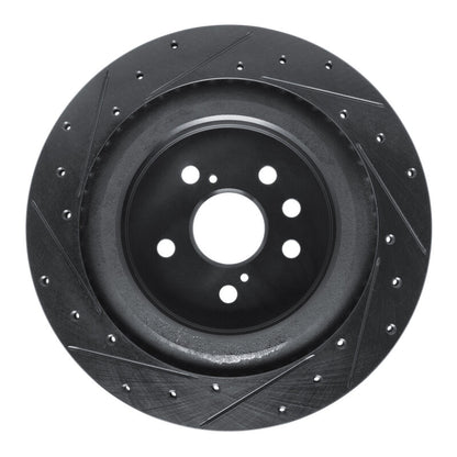 R1 Concepts R1 2020-2025 Lexus RX450h+ Rear Right Drilled & Slotted Black Brake Rotor