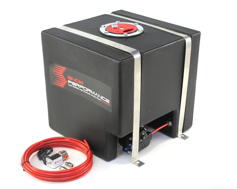 Snow Performance Water Tank Upgrade 2.5gal Braided SS Line w/Bracket/Solenoid/Hose/Fittings