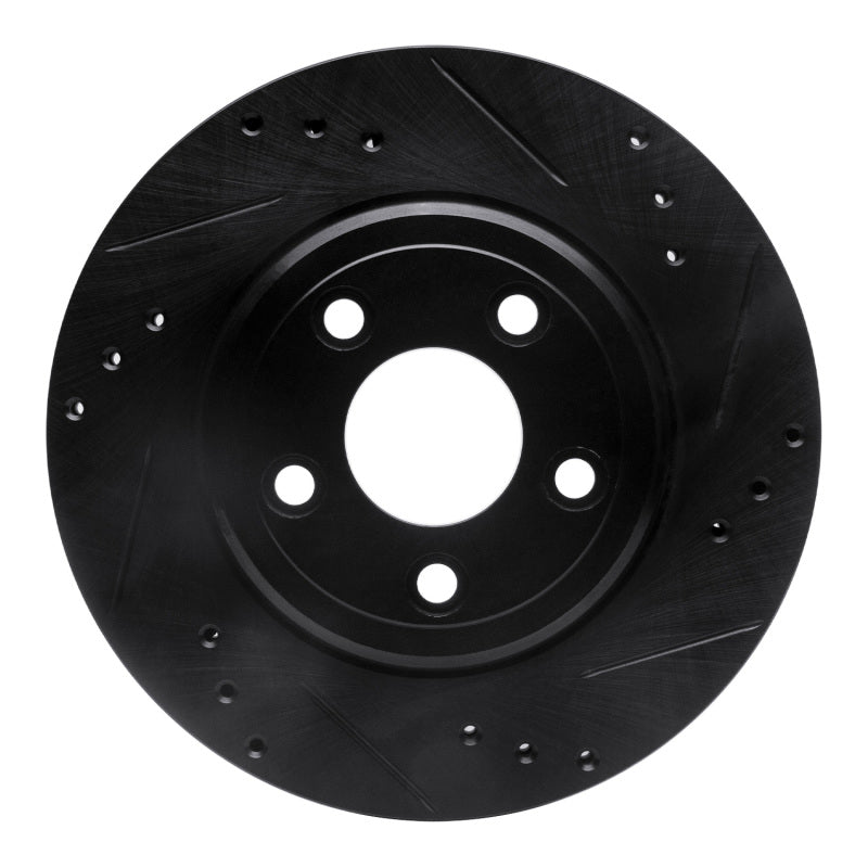 R1 Concepts R1 00-06 Ford Thunderbird Rear Right Drilled & Slotted Black Brake Rotor