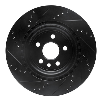 R1 Concepts R1 2017-2020 Jaguar I-Pace Rear Right Drilled & Slotted Black Brake Rotor