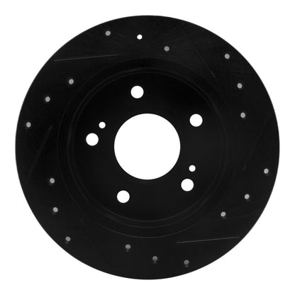 R1 Concepts R1 94-98 Nissan 240SX Rear Left Drilled & Slotted Black Brake Rotor